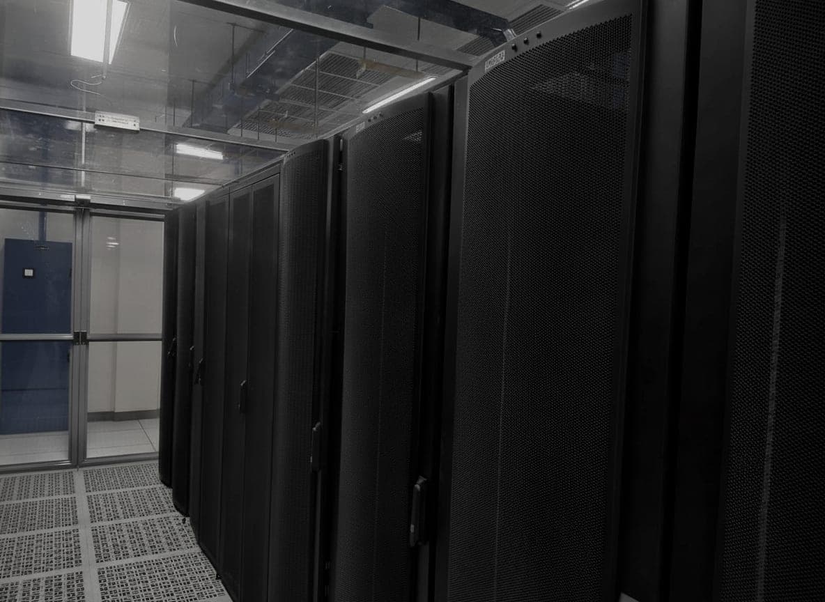 Row of Halden server racks installed in a facility
